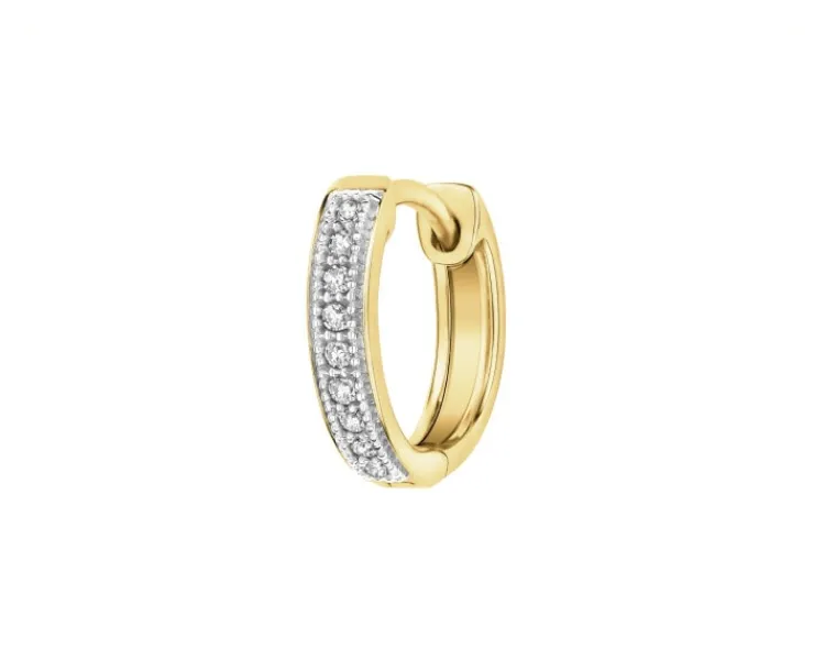 Apart Pojedynczy kolczyk z żółtego złota z diamentami - koło - 0,02 ct - próba 585< Kolczyki Z Diamentami