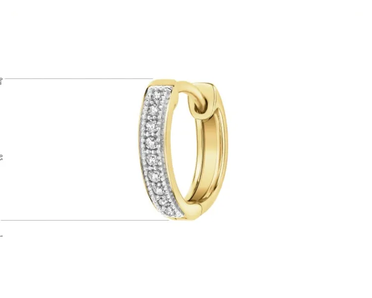 Apart Pojedynczy kolczyk z żółtego złota z diamentami - koło - 0,02 ct - próba 585< Kolczyki Z Diamentami