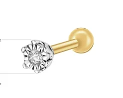 New Apart Pojedynczy kolczyk z żółtego i białego złota z brylantem do piercingu - 0,02 ct - próba 585