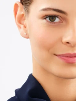 Hot Apart Pojedynczy złoty kolczyk z cyrkoniami - serce