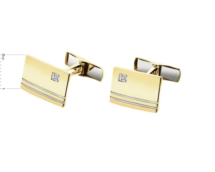 Sale Apart Spinki do mankietów z żółtego złota z brylantami - 0,02 ct - próba 585