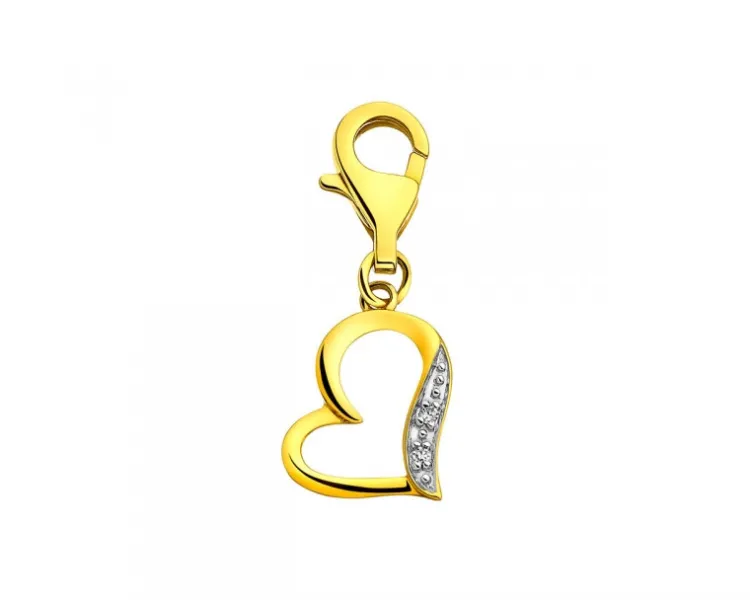 Apart Zawieszka charms z żółtego złota z diamentami - serce - 0,006 ct - próba 375< Charms Z Diamentami