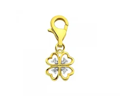 Sale Apart Zawieszka charms z żółtego złota z diamentami - koniczyna - 0,02 ct - próba 375