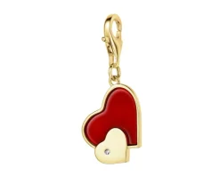Clearance Apart Zawieszka charms z żółtego złota z diamentem i emalią - serca - 0,004 ct - próba 375