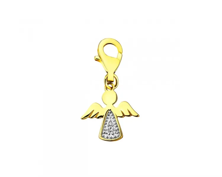 Sale Apart Zawieszka charms z żółtego złota z diamentami - aniołek - 0,01 ct - próba 375