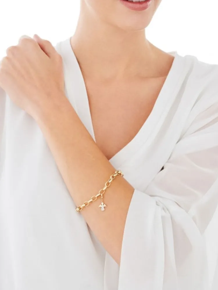 Sale Apart Zawieszka charms z żółtego złota z diamentami - aniołek - 0,01 ct - próba 375