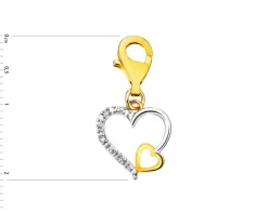 Hot Apart Zawieszka charms z żółtego złota z diamentami - serca - 0,01 ct - próba 375