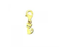Outlet Apart Zawieszka charms z żółtego złota z diamentami - kot - 0,006 ct - próba 375