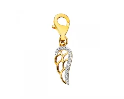 Apart Zawieszka charms z żółtego złota z diamentami - skrzydło - 0,01 ct - próba 375< Charms Z Diamentami