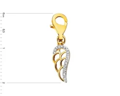 Apart Zawieszka charms z żółtego złota z diamentami - skrzydło - 0,01 ct - próba 375< Charms Z Diamentami