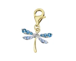 Clearance Apart Zawieszka charms z żółtego złota z diamentem i topazami - ważka - próba 375