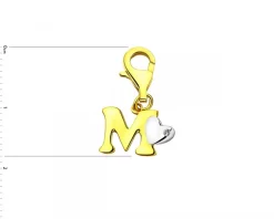 Clearance Apart Zawieszka charms z żółtego złota z diamentem - litera M, serce - 0,004 ct - próba 375
