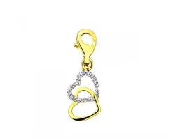 Discount Apart Zawieszka charms z żółtego złota z diamentem - serca - 0,003 ct - próba 375