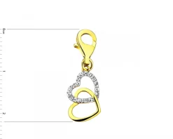 Discount Apart Zawieszka charms z żółtego złota z diamentem - serca - 0,003 ct - próba 375