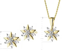 New Apart Zawieszka i kolczyki z żółtego złota z diamentami - komplet - 0,01 ct - próba 375