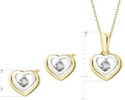 Apart Zawieszka i kolczyki z żółtego i białego złota z brylantami - komplet - serca - 0,03 ct - próba 375< Wszystkie