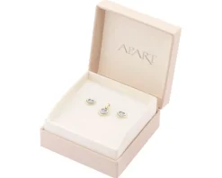 Apart Zawieszka i kolczyki z żółtego i białego złota z brylantami - komplet - serca - 0,03 ct - próba 375< Wszystkie
