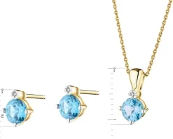 Outlet Apart Zawieszka i kolczyki  z żółtego złota z diamentami i topazami - komplet - próba 375