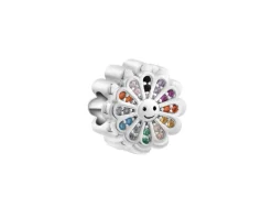 Sale Apart Zawieszka srebrna beads dla dziecka z cyrkoniami i emalią - kwiatek
