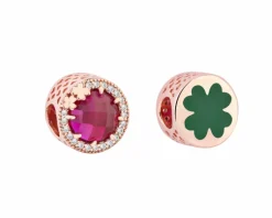 Apart Zawieszka srebrna beads z cyrkoniami i emalią - koniczyna< Wszystkie