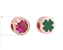 Apart Zawieszka srebrna beads z cyrkoniami i emalią - koniczyna< Wszystkie