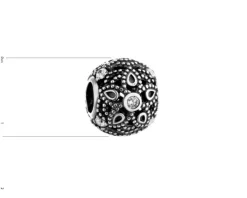 Apart Zawieszka srebrna beads z cyrkoniami - kwiat< Beads