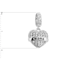 Clearance Apart Zawieszka srebrna beads z cyrkoniami - serce, mama