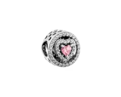 Hot Apart Zawieszka srebrna beads z cyrkoniami - serce