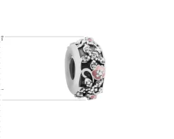 Online Apart Zawieszka srebrna beads z cyrkoniami i emalią - stoper - kwiaty