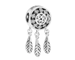 Apart Zawieszka srebrna beads z cyrkoniami - łapacz snów< Beads