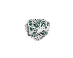 Apart Zawieszka srebrna beads z cyrkoniami - serce, drzewo< Beads
