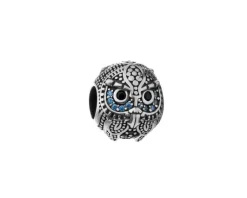 Apart Zawieszka srebrna beads z cyrkoniami - sowa
