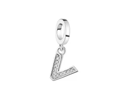 Online Apart Zawieszka srebrna beads z cyrkoniami - litera V