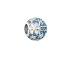 Apart Zawieszka srebrna beads z cyrkoniami - kwiaty< Beads
