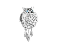 Apart Zawieszka srebrna beads z cyrkoniami - sowa, łapacz snów< Beads
