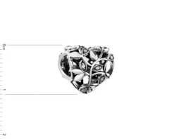 Apart Zawieszka srebrna beads z cyrkoniami - liście, serce< Beads