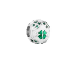 Apart Zawieszka  srebrna beads z cyrkoniami i emalią - koniczyna< Beads