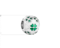 Apart Zawieszka  srebrna beads z cyrkoniami i emalią - koniczyna< Beads