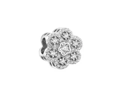 New Apart Zawieszka srebrna beads z cyrkoniami - kwiat