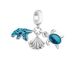 Outlet Apart Zawieszka srebrna beads z emalią - muszla, żółw
