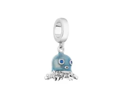 Sale Apart Zawieszka srebrna na bransoletę beads z cyrkoniami i emalią - ośmiornica