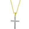 Apart Zawieszka z białego i żółtego złota z diamentami - krzyż - 0,04 ct - próba 375