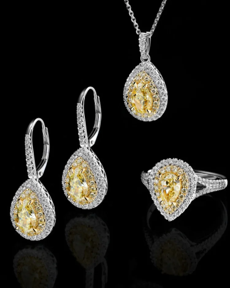 Apart Zawieszka z białego i żółtego złota z diamentami - VS2/Fancy Light Yellow - 1,36 ct - próba 750< Zawieszki
