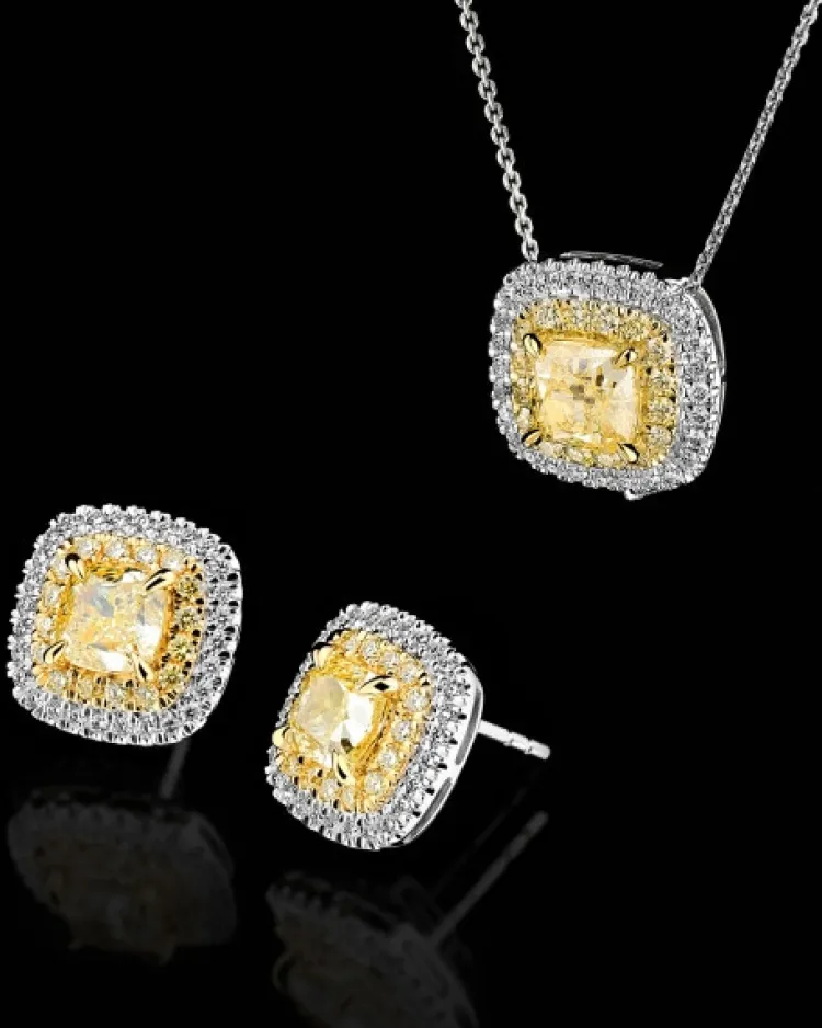 Apart Zawieszka z białego i żółtego złota z diamentami - VS2/Fancy Light Yellow - 1,31 ct - próba 750< Zawieszki