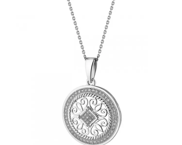 Apart Zawieszka z białego złota z diamentami - rozeta - 0,14 ct - próba 585< Zawieszki