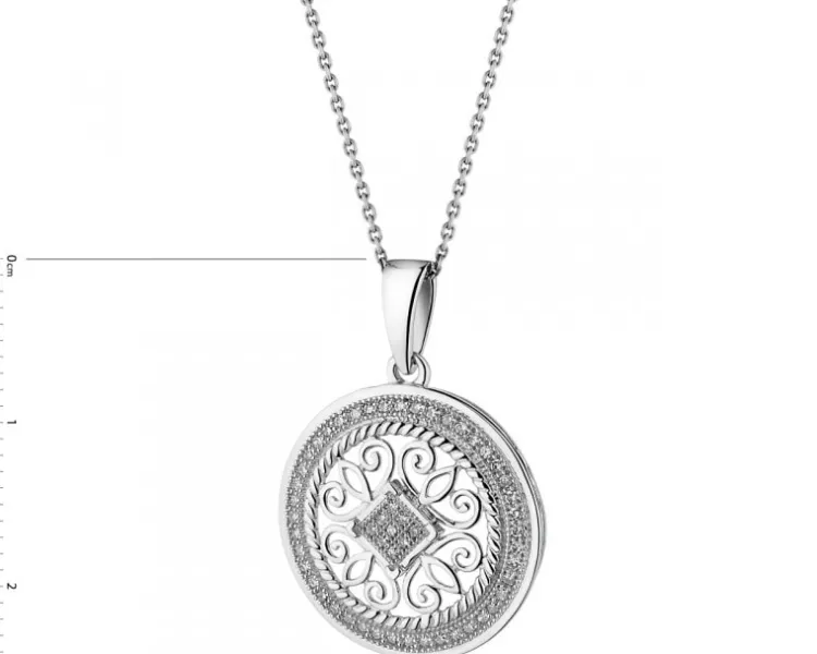 Apart Zawieszka z białego złota z diamentami - rozeta - 0,14 ct - próba 585< Zawieszki