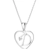 Apart Zawieszka z białego złota z diamentem - litera D, serce - 0,005 ct - próba 585< Zawieszki