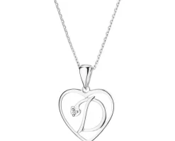 Apart Zawieszka z białego złota z diamentem - litera D, serce - 0,005 ct - próba 585< Zawieszki