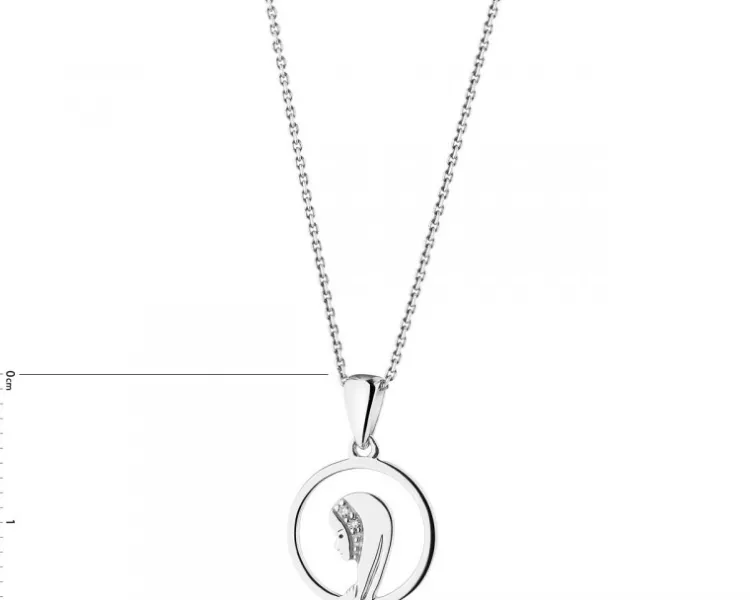 Apart Zawieszka z białego złota z diamentami - medalik Matka Boska - 0,006 ct - próba 375< Zawieszki