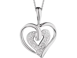 Apart Zawieszka z białego złota z diamentami - serca - 0,02 ct - próba 585< Zawieszki